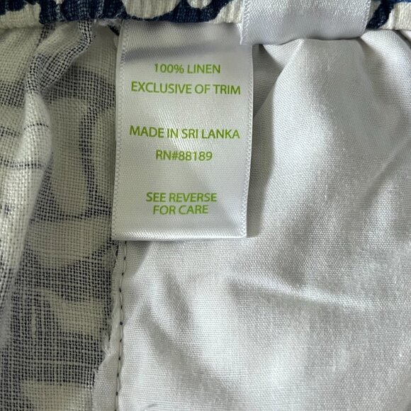 Lilly Pulitzer Linen Ankle Pants Women M Indigo White Pink Tassels Boho Coastal - Picture 10 of 11